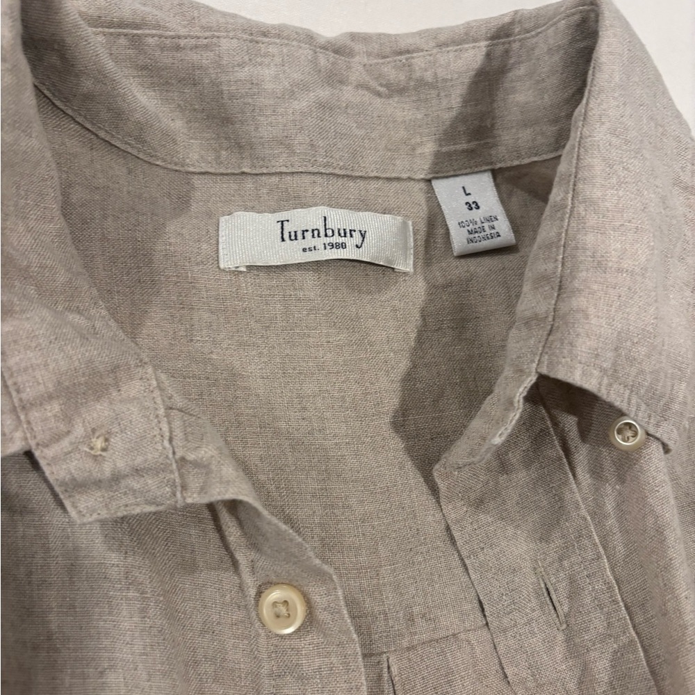 100% Linen Button up Shirt Turnbury men's long-sleeve - Picture 2 of 4